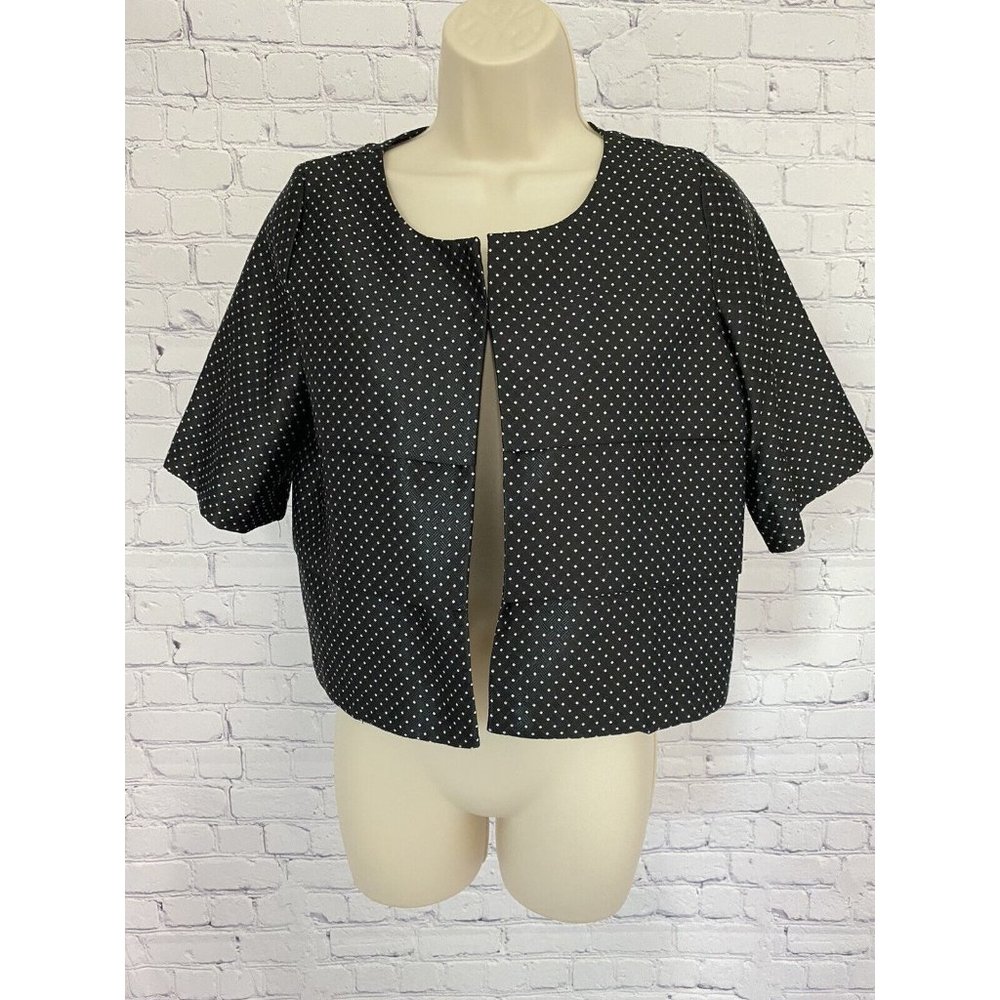 Glam Black Silver Polka Dot Dressy Layered Short Bell Sleeve Jacket S Small